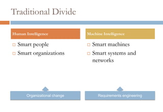 Traditional Divide<br />Smart people<br />Smart organizations<br />Smart machines<br />Smart systems and networks<br />Hum...