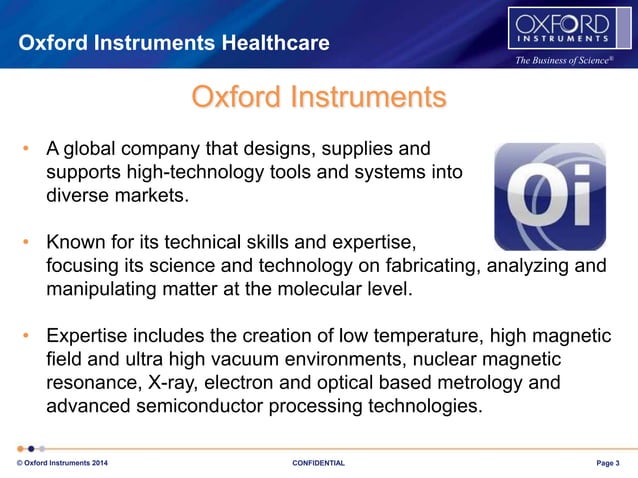 Oxford Instruments Healthcare Company Presentation | PPT