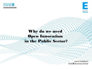 Why do we need
  Open Innovation
in the Public Sector?



                              Laura Castellucci
                        ESADE Business School
 