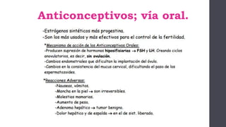 Anticonceptivos; vía oral.
 