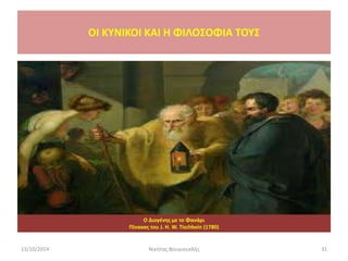 13/10/2014 Νικήτας Βουγιουκλής 31
O Διογένης με το Φανάρι
Πίνακας του J. H. W. Tischbein (1780)
OI KYNIKOI ΚΑΙ Η ΦΙΛΟΣΟΦΙΑ ΤΟΥΣ
 