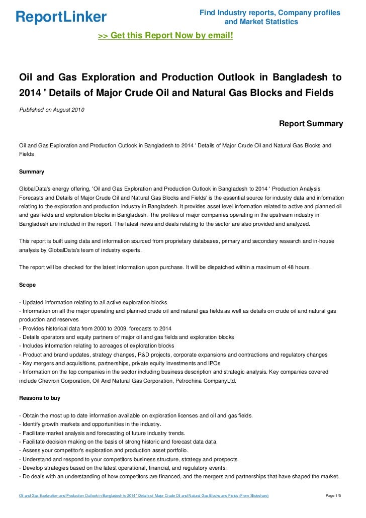 Oil and Gas Exploration and Production Outlook in Bangladesh to 2014