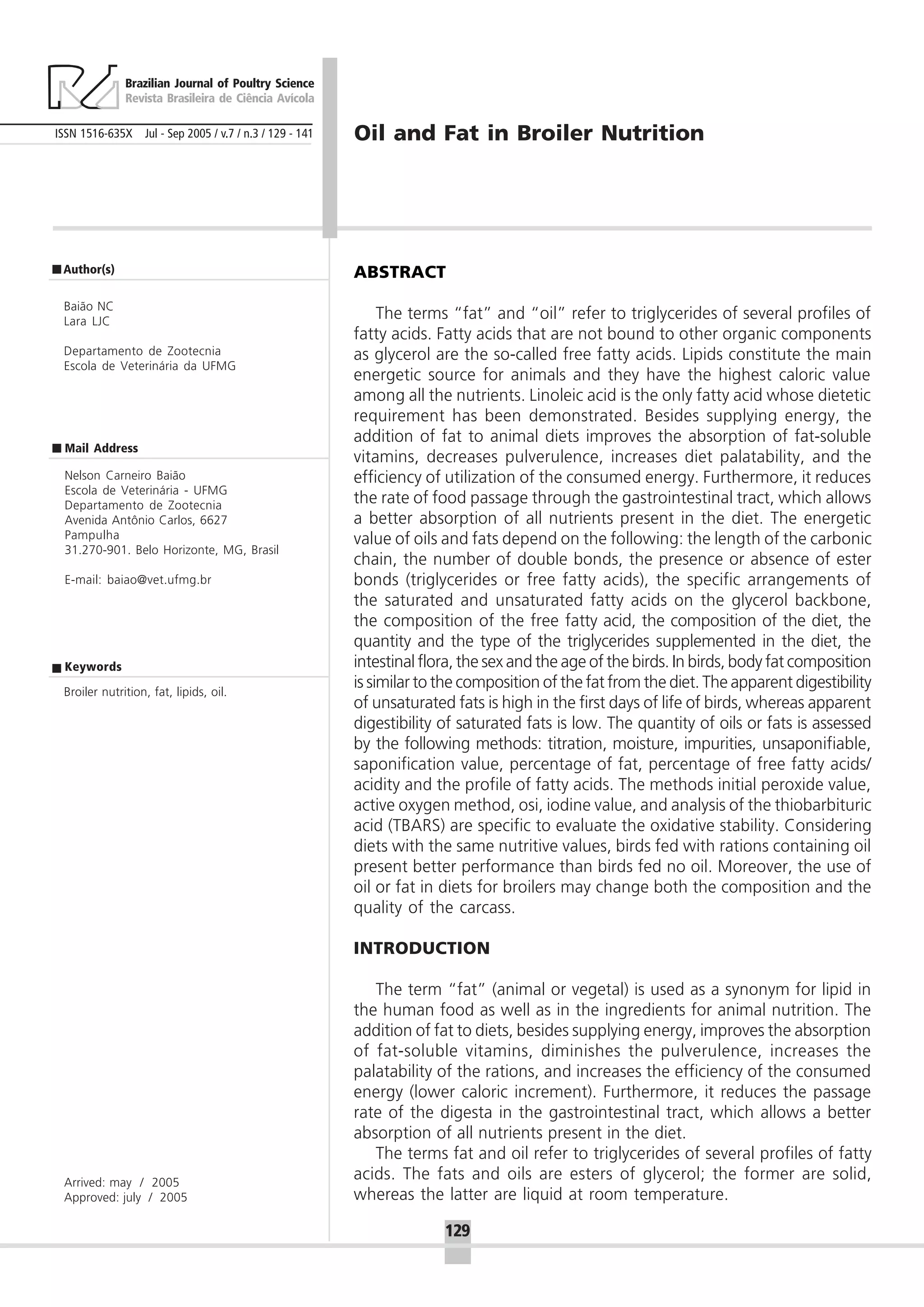 Oil and fat in broiler nutrition PDF