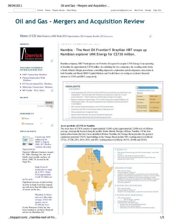 Oil and gas mergers and acquisition review namibia the next oil f…