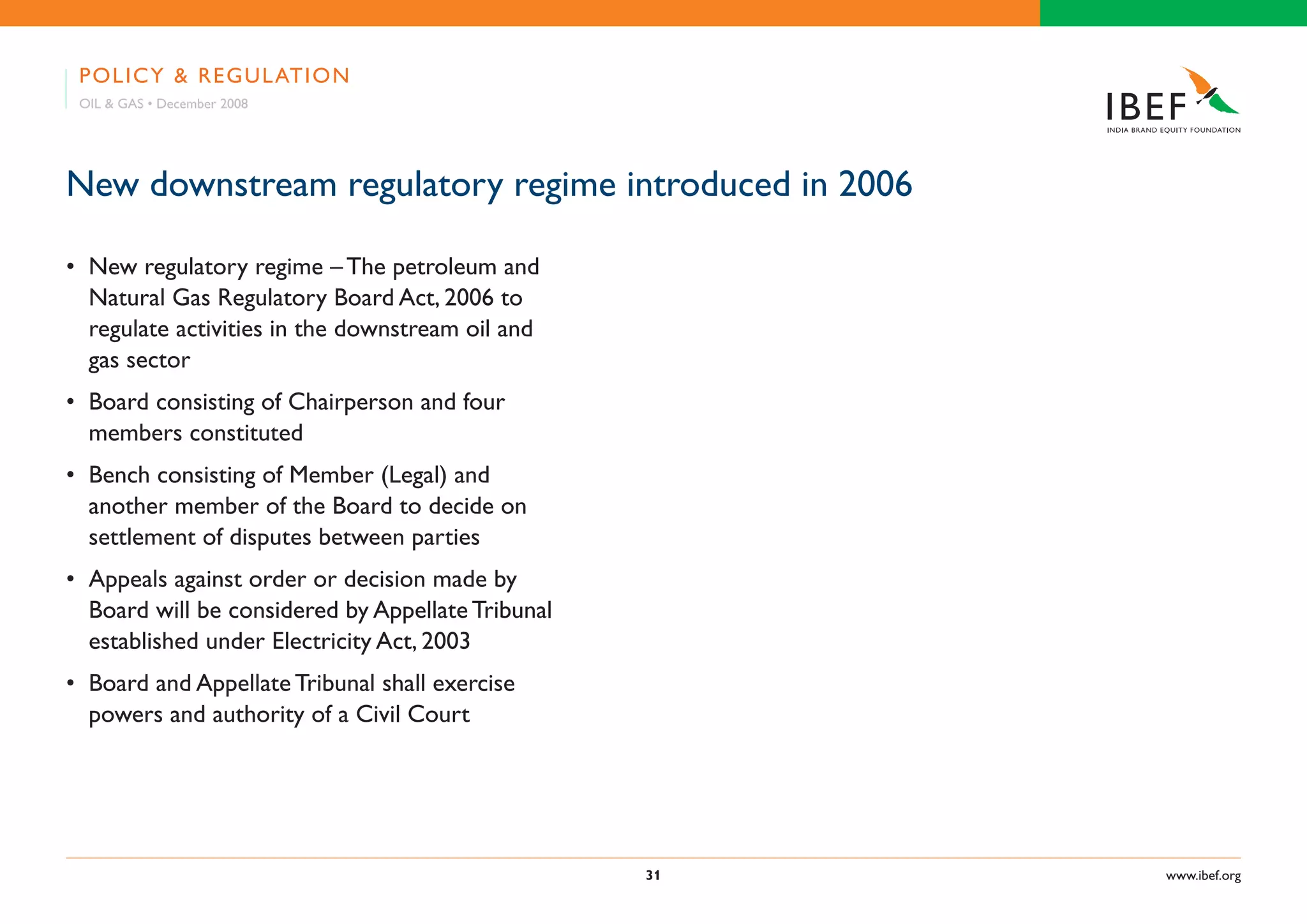 Indian Oil & Gas Industry Presentation 010709