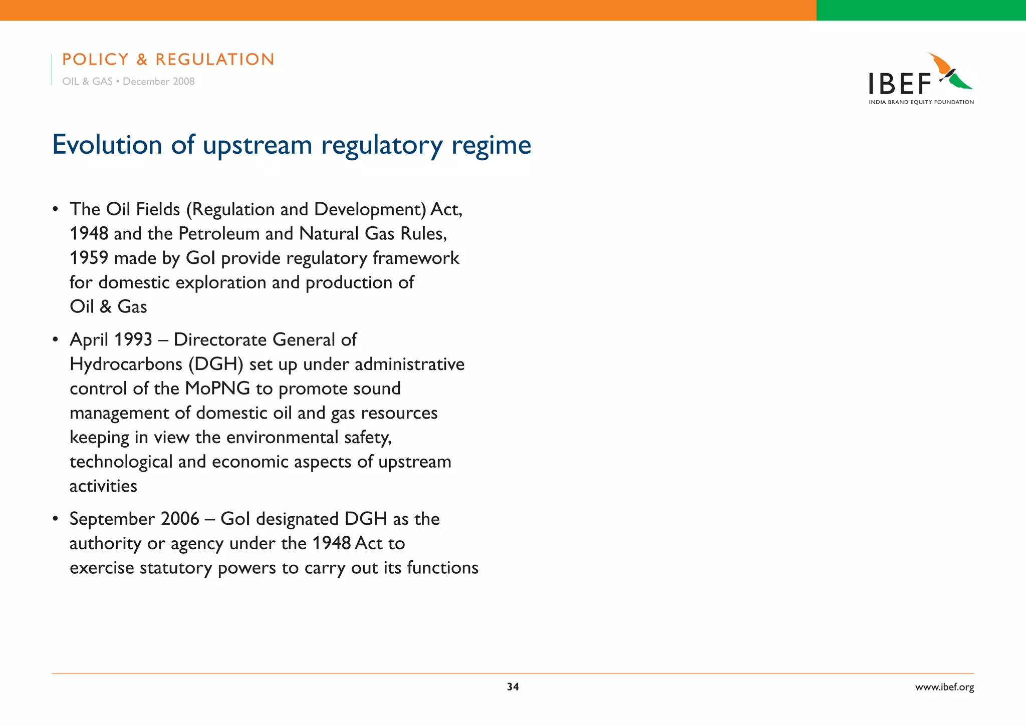 Indian Oil & Gas Industry Presentation 010709