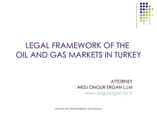 LEGAL FRAMEWORK OF THE  OIL AND GAS MARKETS IN TURKEY ATTORNEY ARZU ONGUR ERGAN L.LM www.ongurergan.av.tr 