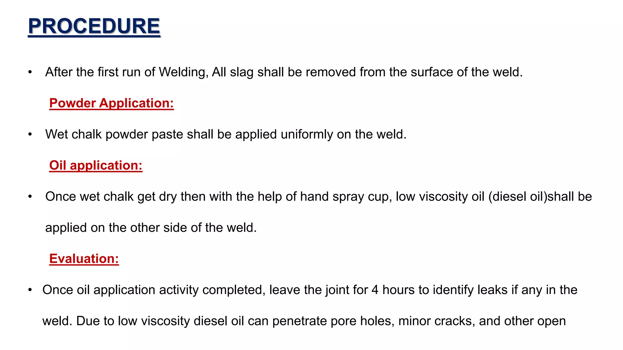 Oil chalk Oil test PPT