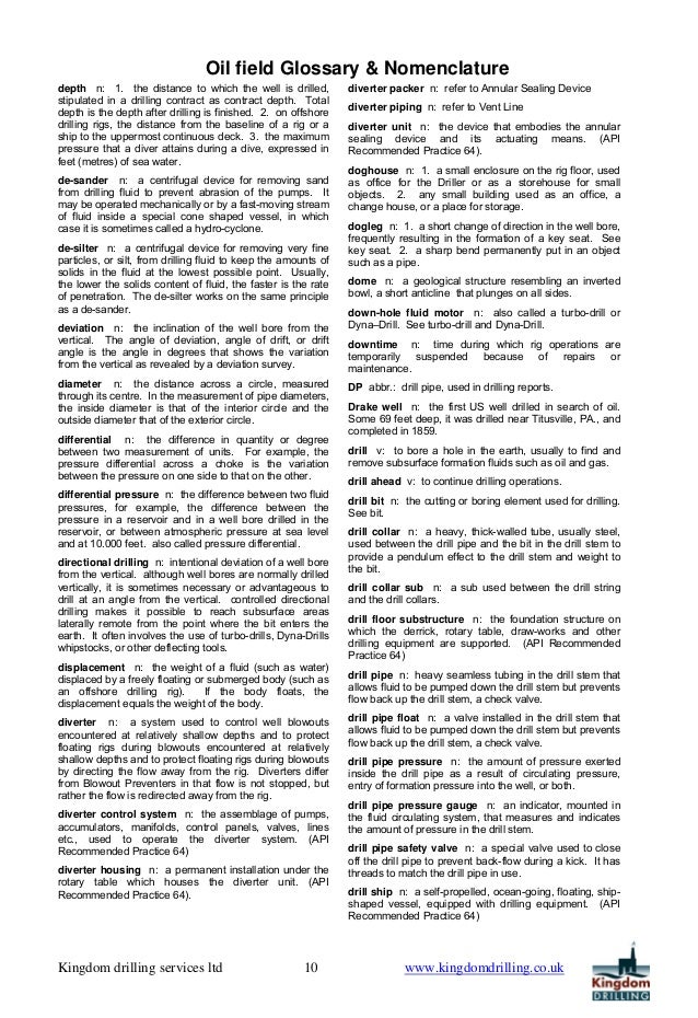 Oilfield glossary