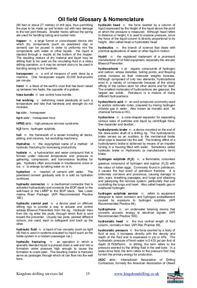 Oilfield glossary