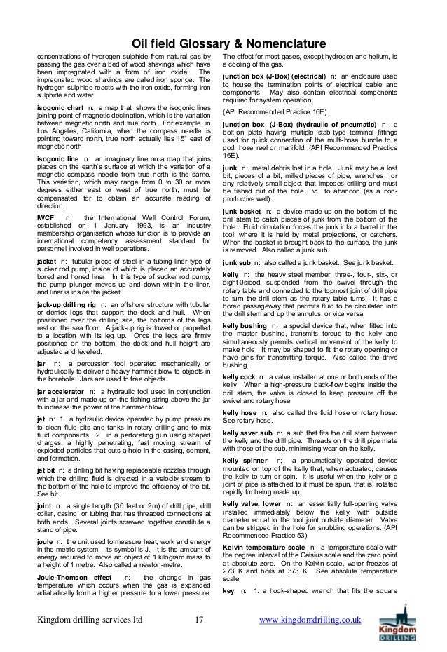 Oilfield glossary