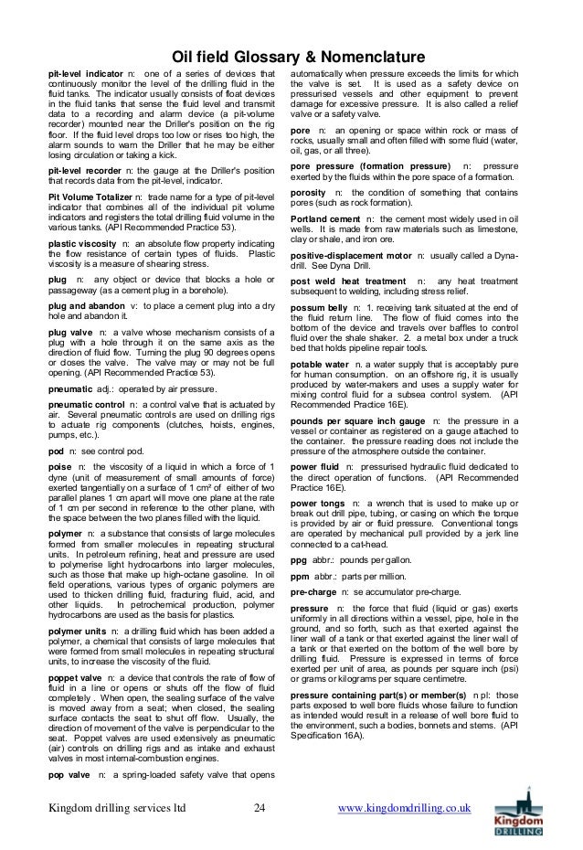 Oilfield glossary