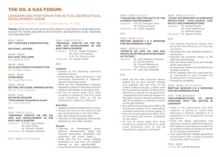 LEBANON O&G POSITION IN THE ACTUAL GEOPOLITICAL
DEVELOPMENT SCENE
AT E.S.A. (VILLA ROSE) – BEIRUT / LEBANON, May 26, 2016
...