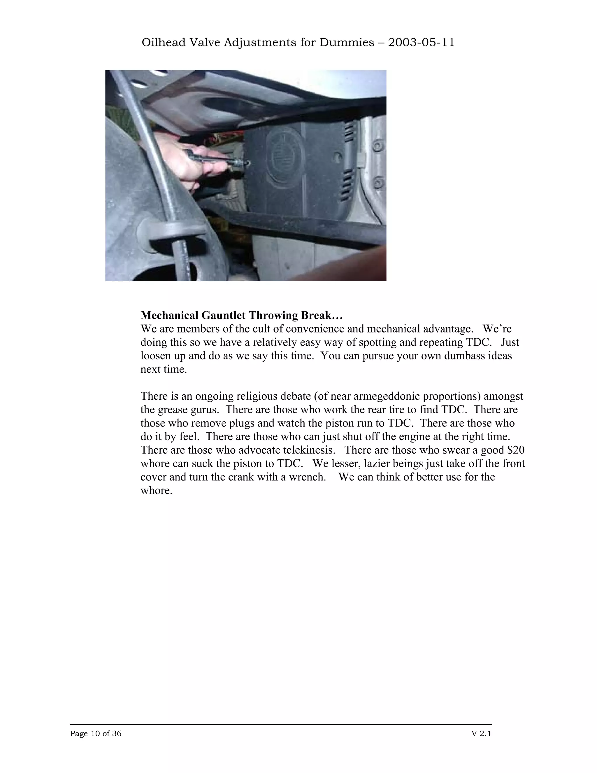 Oilhead Valve Adjustments