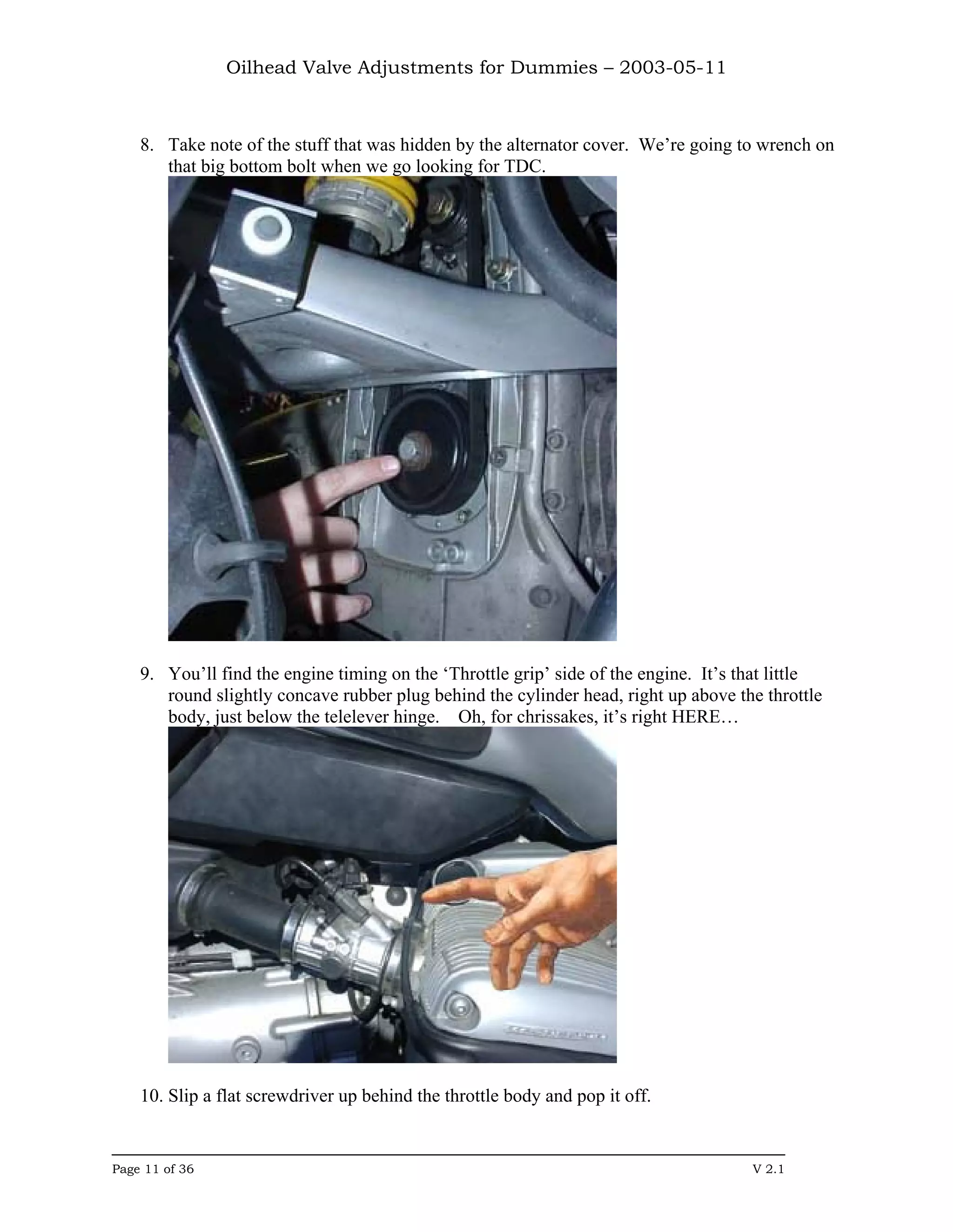 Oilhead Valve Adjustments