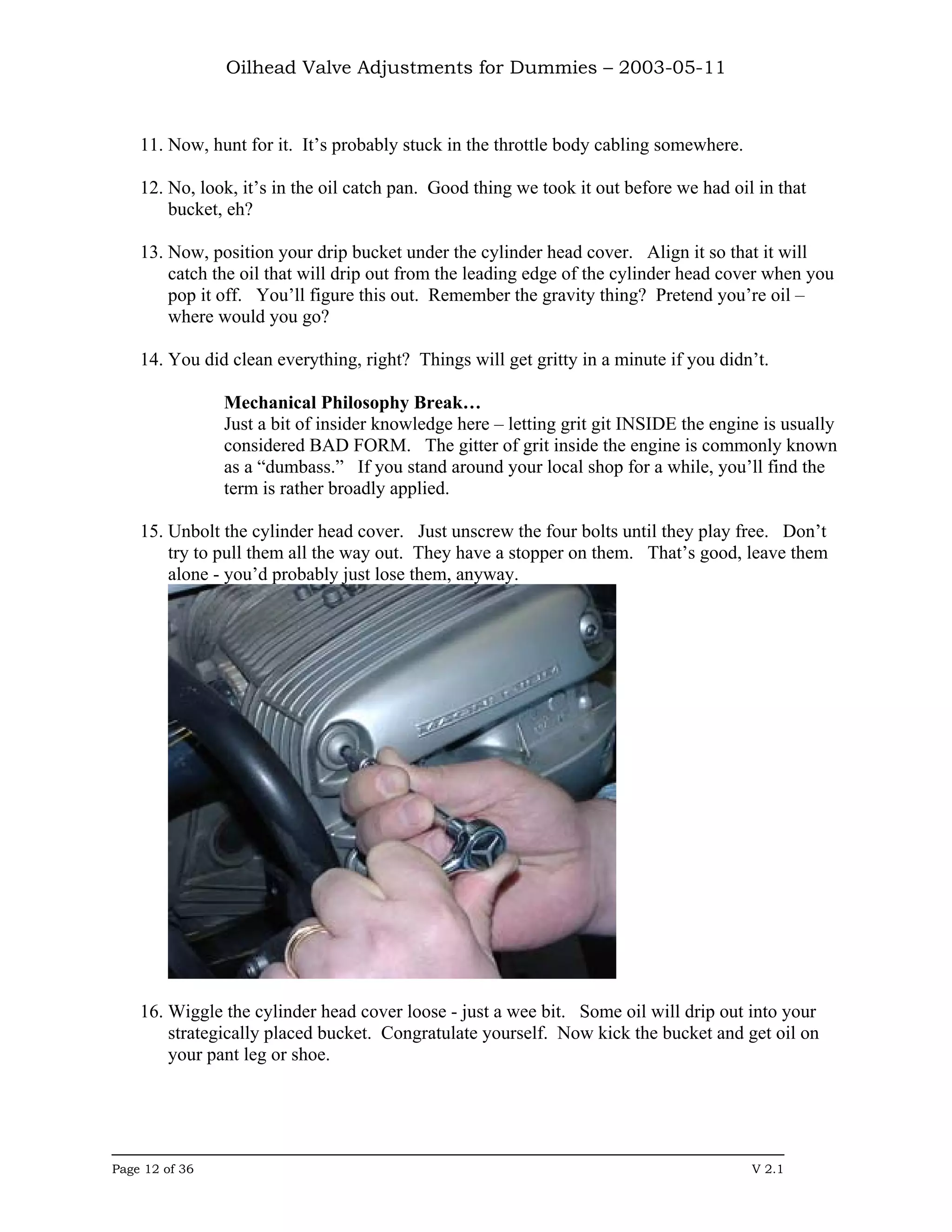 Oilhead Valve Adjustments