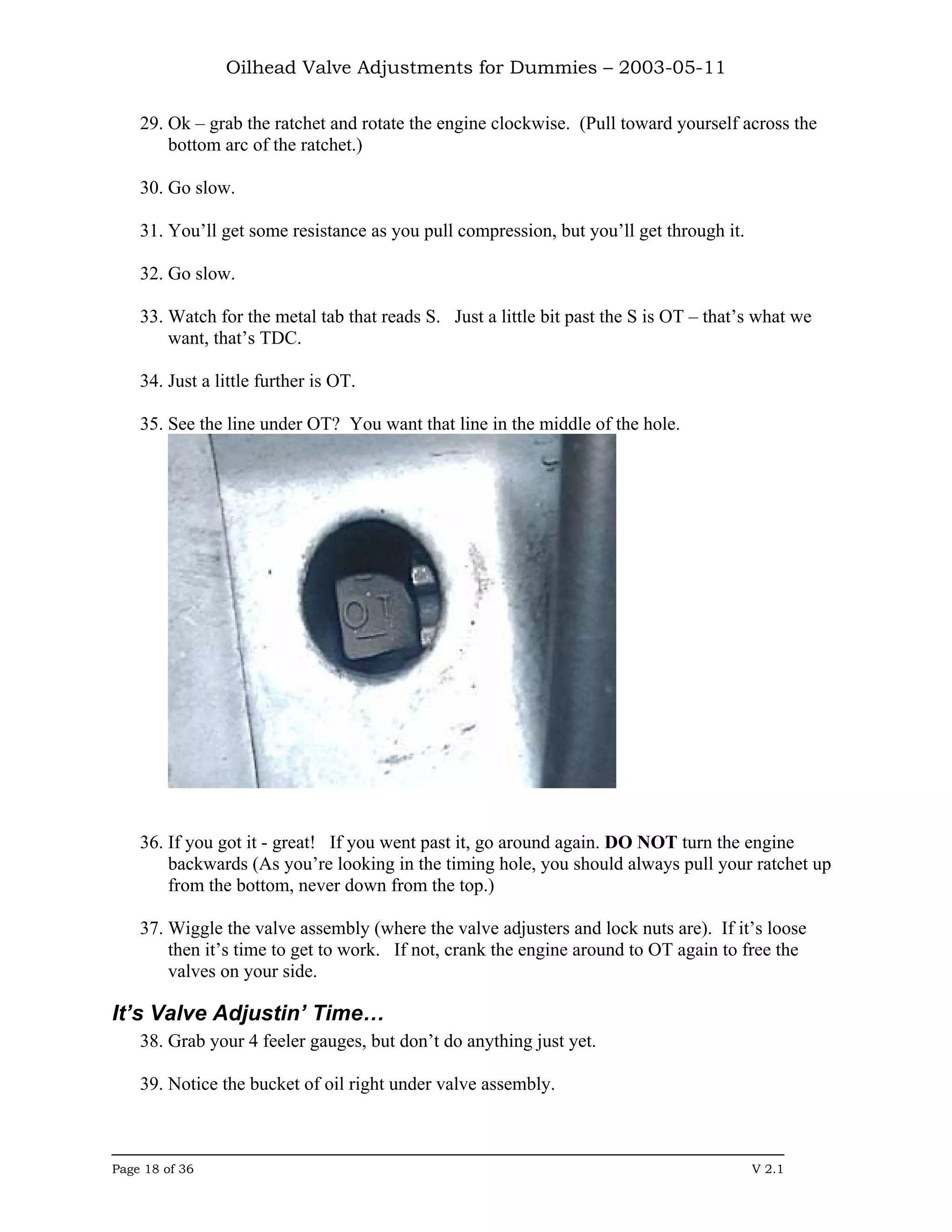 Oilhead Valve Adjustments