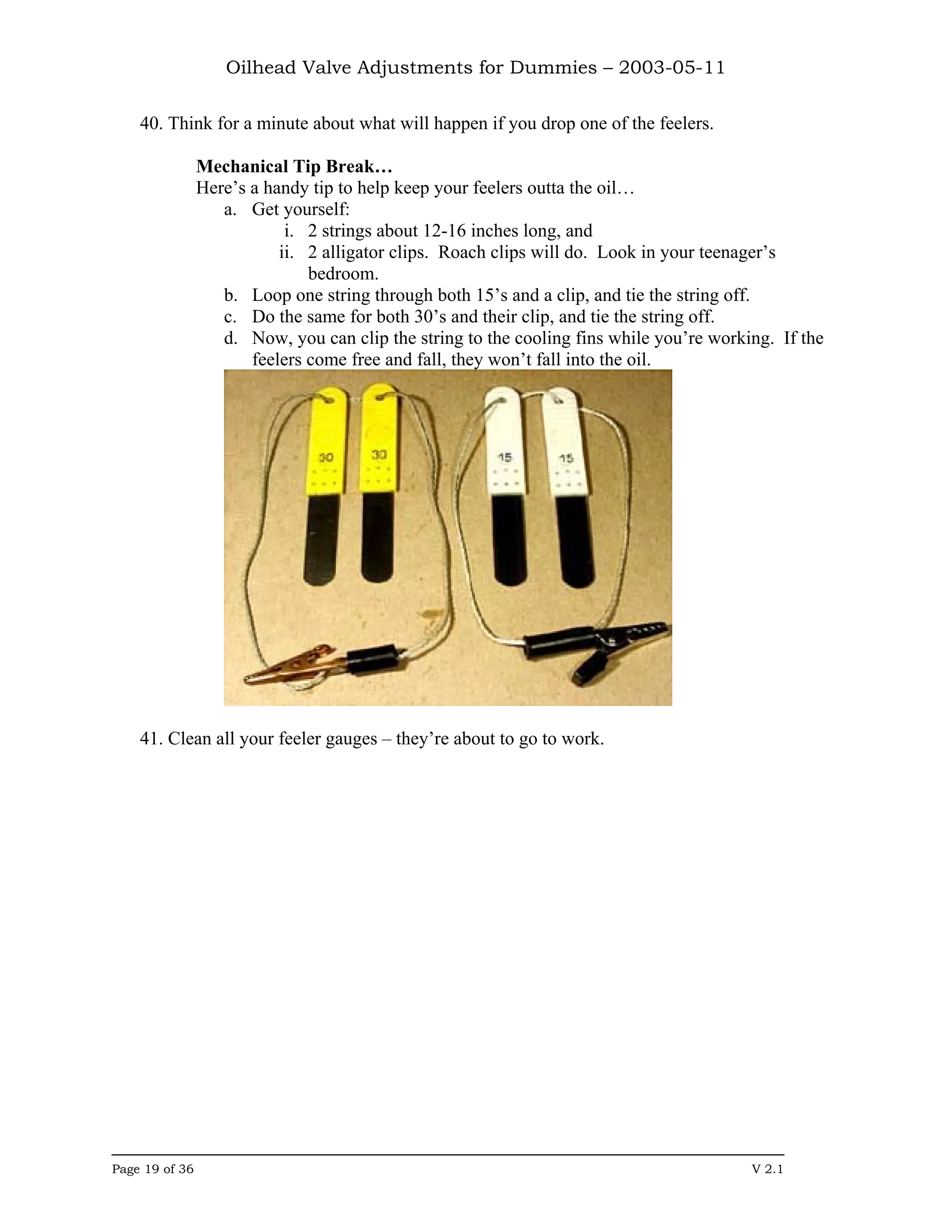 Oilhead Valve Adjustments