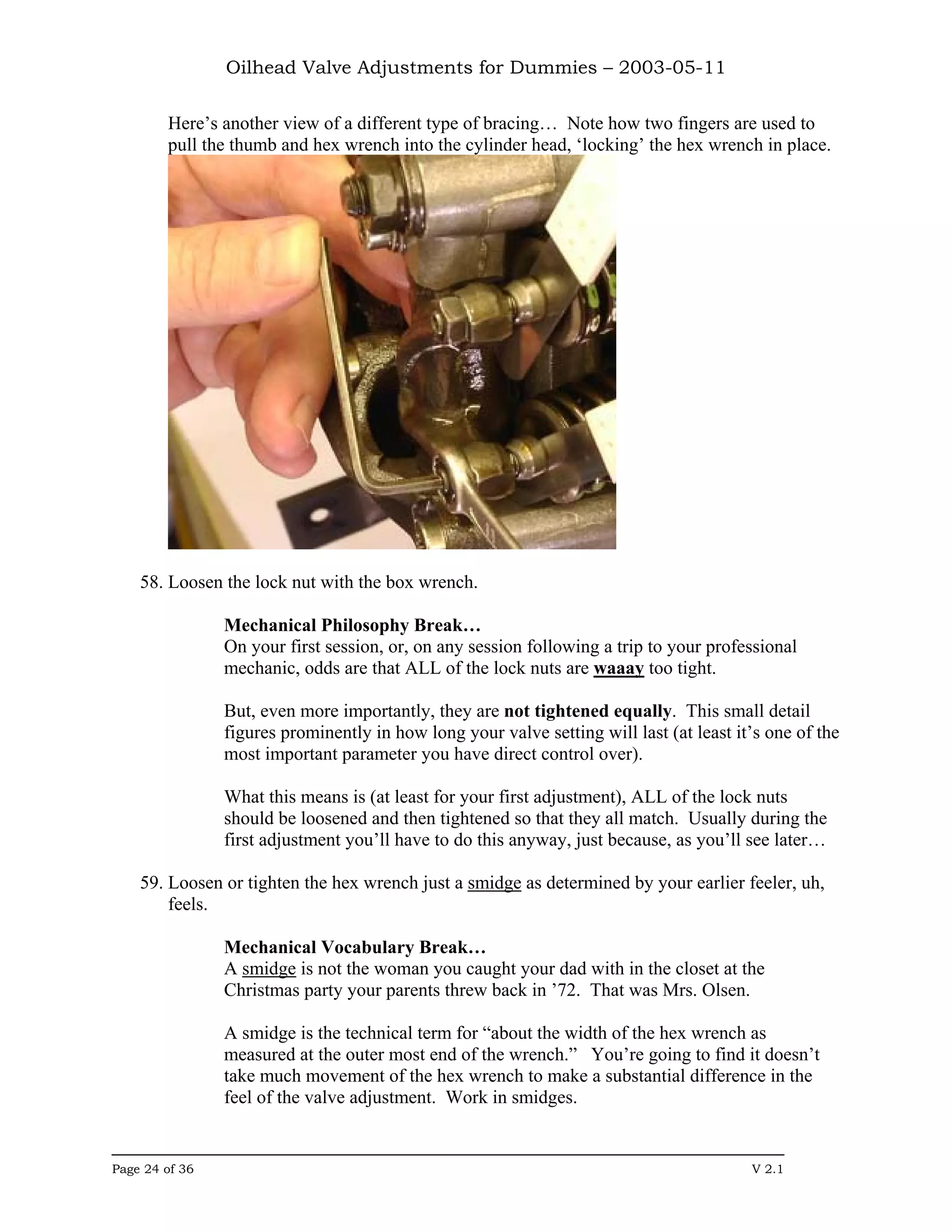 Oilhead Valve Adjustments
