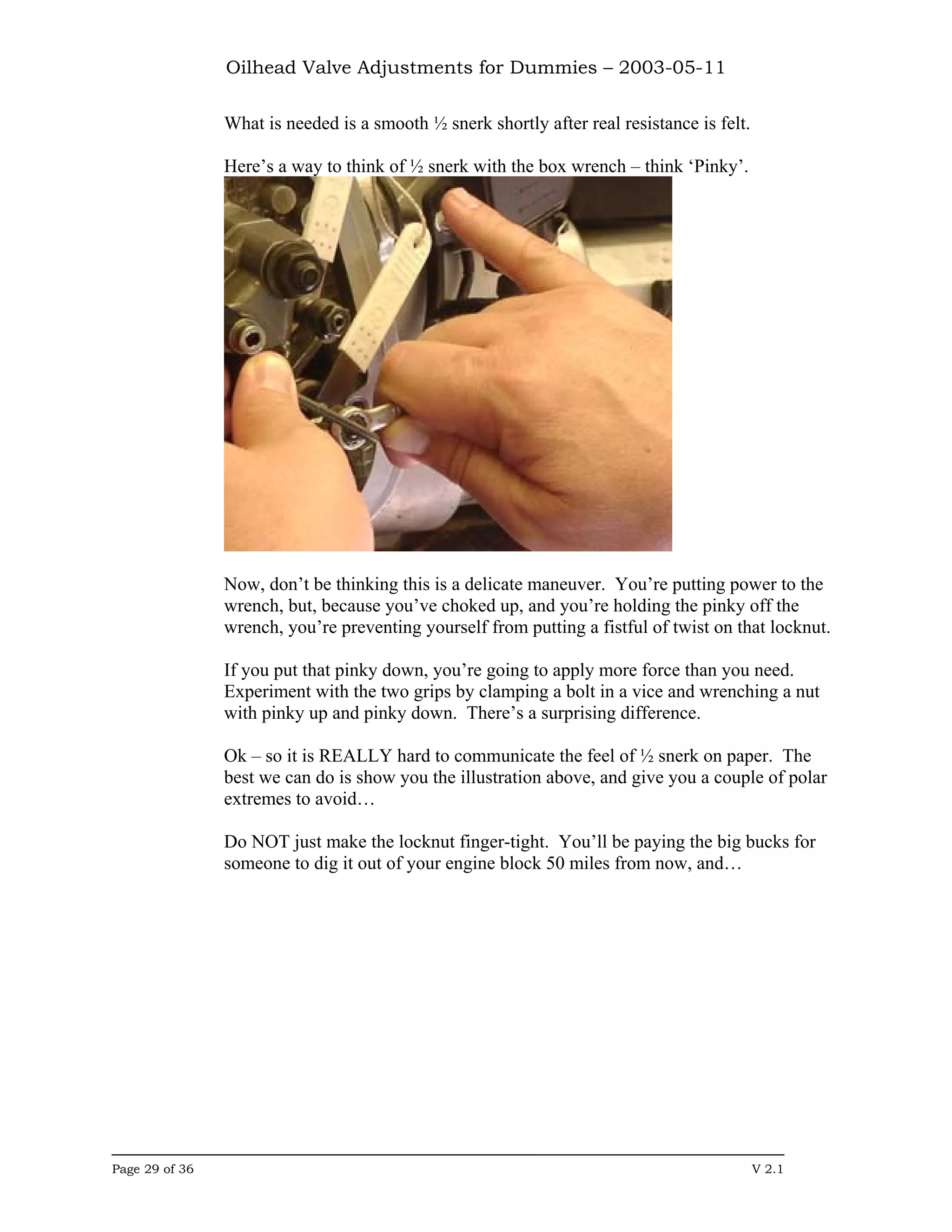 Oilhead Valve Adjustments