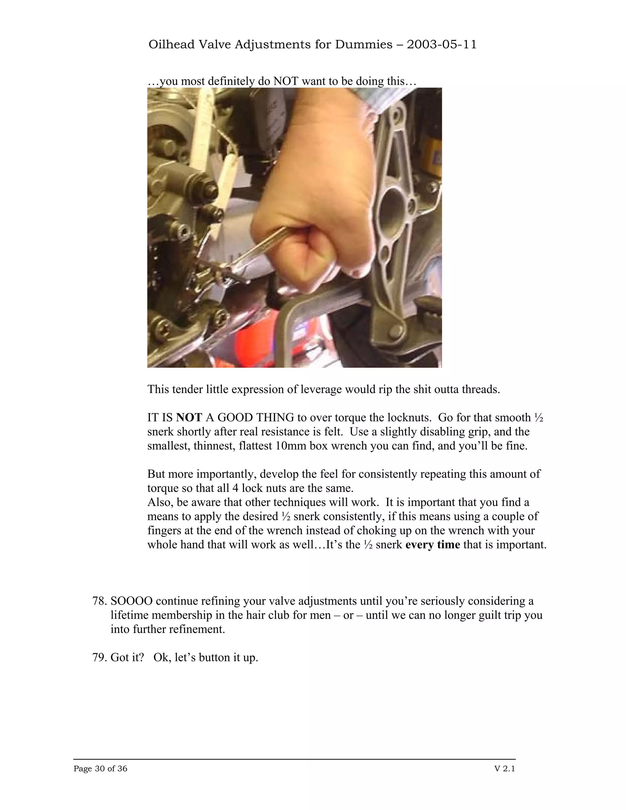 Oilhead Valve Adjustments