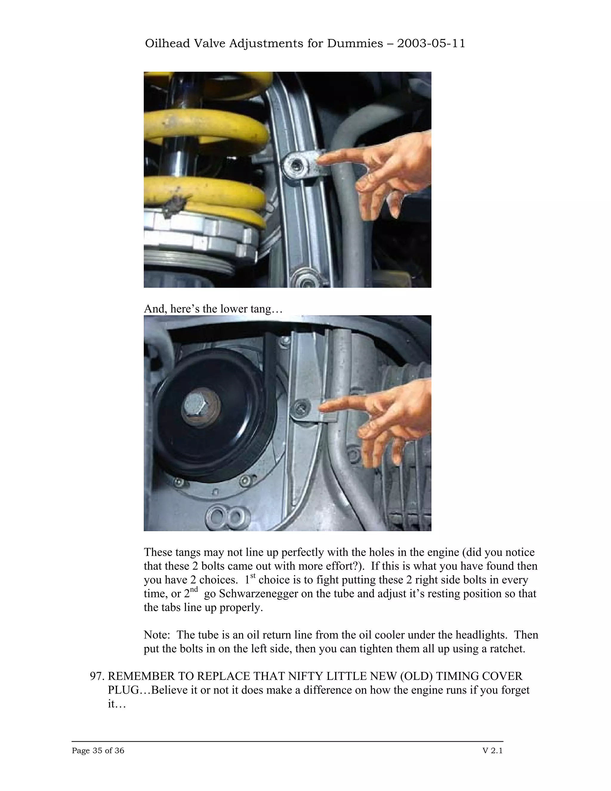 Oilhead Valve Adjustments