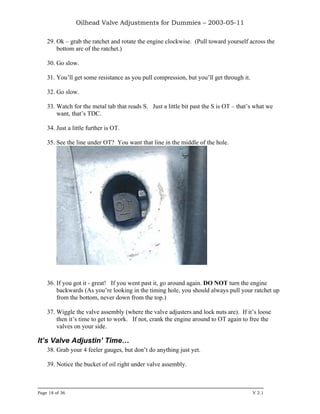 Oilhead Valve Adjustments