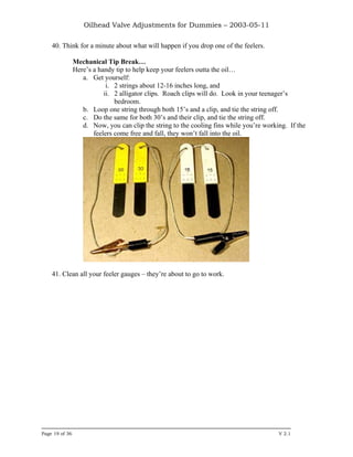 Oilhead Valve Adjustments