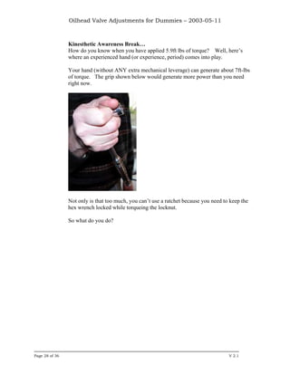 Oilhead Valve Adjustments