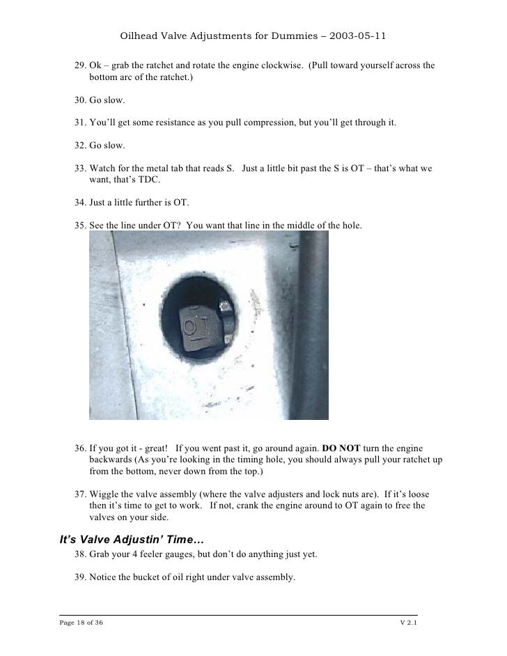 Oilhead Valve Adjustments