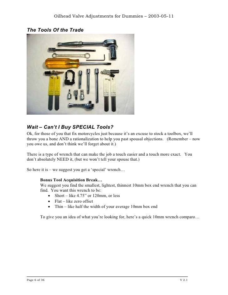 Oilhead Valve Adjustments