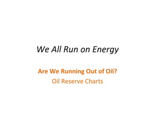 We All Run on Energy Are We Running Out of Oil? Oil Reserve Charts 