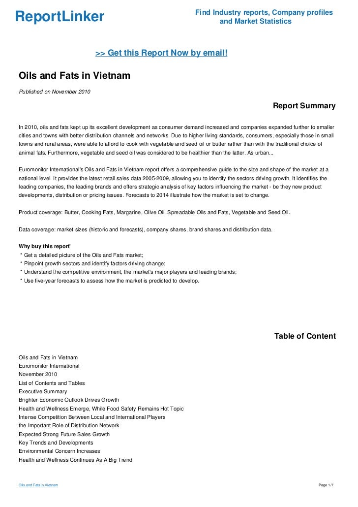 Oils and Fats in Vietnam