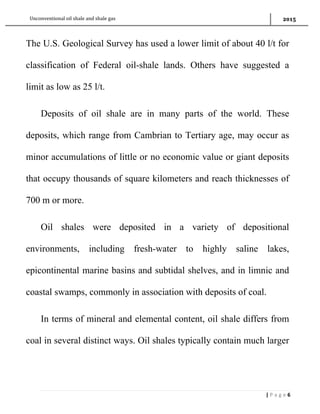 Oil shale and shale gas (abdallah) | PDF