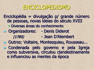 Ideias Gerais:Defendiam a liberdade de mercado, a propriedade privada e o individualismo econômicoExistiriam leis naturais que guiariam o funcionamento da economia				Outros: 	- Thomas Malthus						- David Ricardo