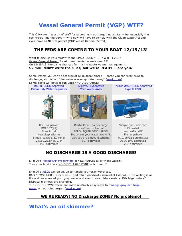 Vessel General Permit (VGP), Bilge Water