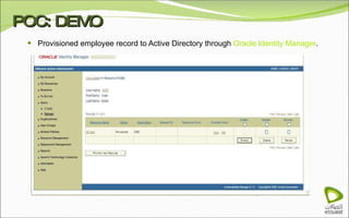 POC: DEMO Provisioned employee record to Active Directory through  Oracle Identity Manager . 