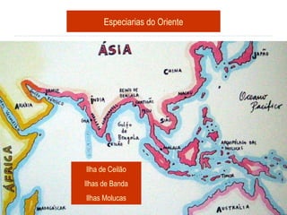 Especiarias do Oriente Ilha de Ceilão Ilhas de Banda Ilhas Molucas 