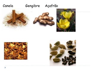 Canela  Gengibre  Açafrão Anis-Estrelado Cardamomo 