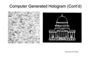 Computer Generated Hologram (Cont’d)




                           Figures taken from Ref.[4]
 