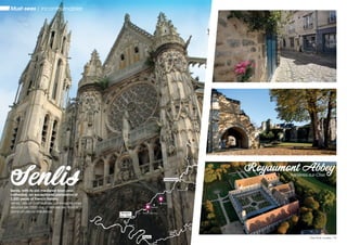 SenlisSenlis, with its old medieval town and
cathedral, an exceptional panorama of
2,000 years of French history.
Senlis, ville et cathédrale, un exceptionnel
résumé de 2000 ans d’histoire de France
dans un décor médiéval.
La Seine
L’Oise
L’Oise
L’Oise
L’Aisne
La Somme
La Marne
La Somme
Lille
Compiègne
Pierrefonds
Chantilly
Auvers-
sur- Oise
Senlis
Paris
Asnières-sur-Oise
Royaumont AbbeyAsnières-sur-Oise
Must-sees / Incontournables
10 / Oise River cruises Oise River cruises / 11
 