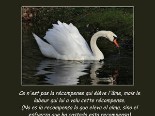 Ce n'est pas la récompense qui élève l'âme, mais le labeur qui lui a valu cette récompense. (No es la recompensa lo que eleva el alma, sino el esfuerzo que ha costado esta recompensa) 