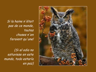 Si la haine n'était pas de ce monde, toutes choses n'en feraient qu'une! (Si el odio no estuviese en este mundo, todo estaría en paz) 