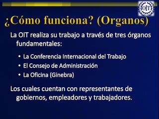 Organización Internacional del Trabajo (OIT), Mision, Historia,Normas,  Objetivos, Convenios