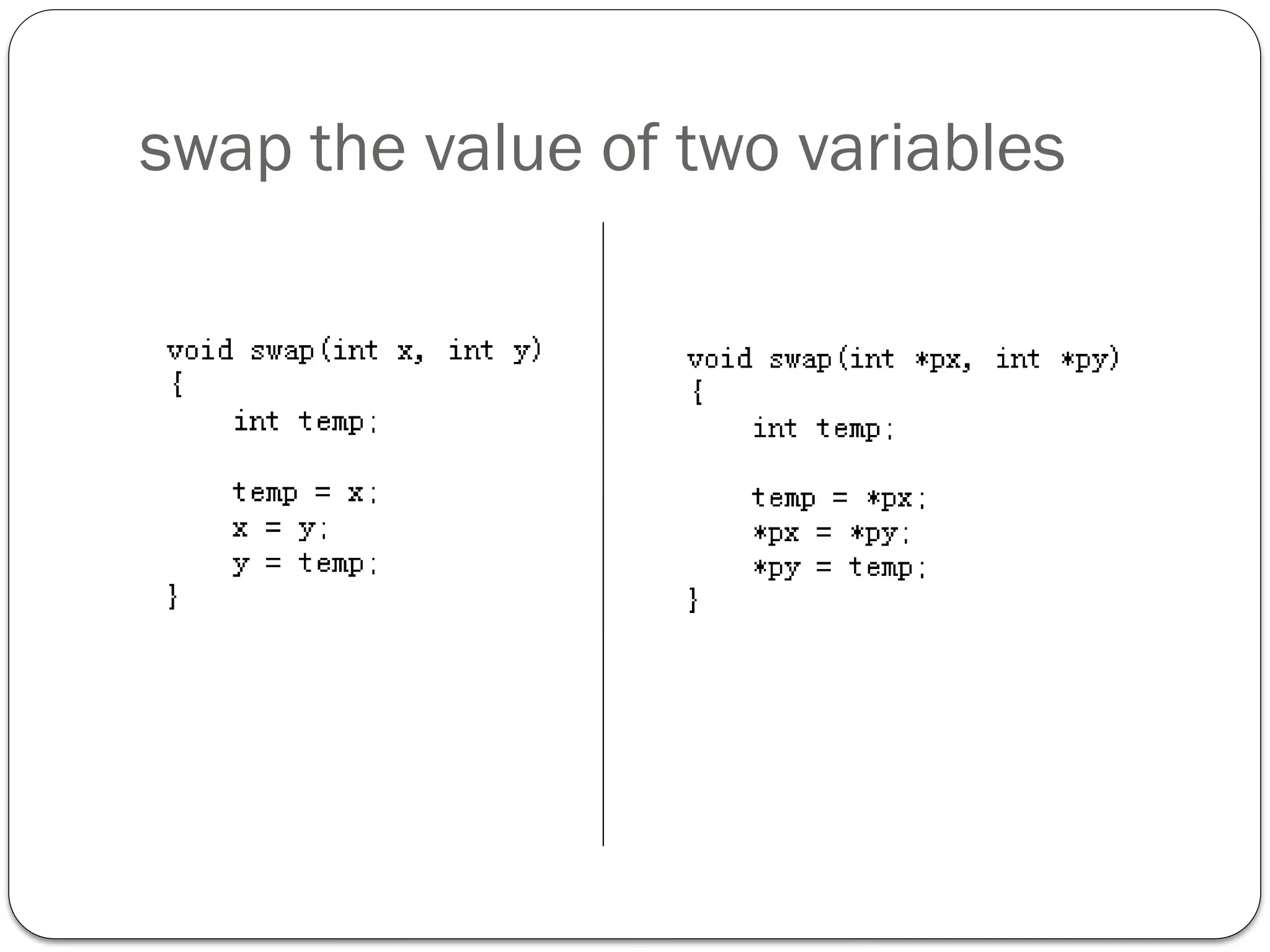 swap the value of two variables
 