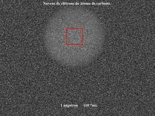 1 angstron (10-10
m).
Nuvens de elétrons do átomo de carbono.
 