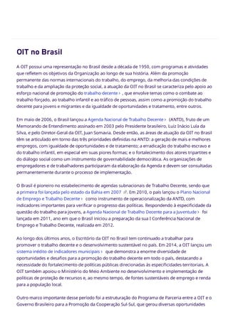 OIT no Brasil. História da OIT no Brasil