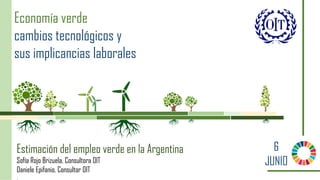 6
JUNIO
Economía verde
cambios tecnológicos y
sus implicancias laborales
Estimación del empleo verde en la Argentina
Sofía Rojo Brizuela, Consultora OIT
Daniele Epifanio, Consultor OIT
 