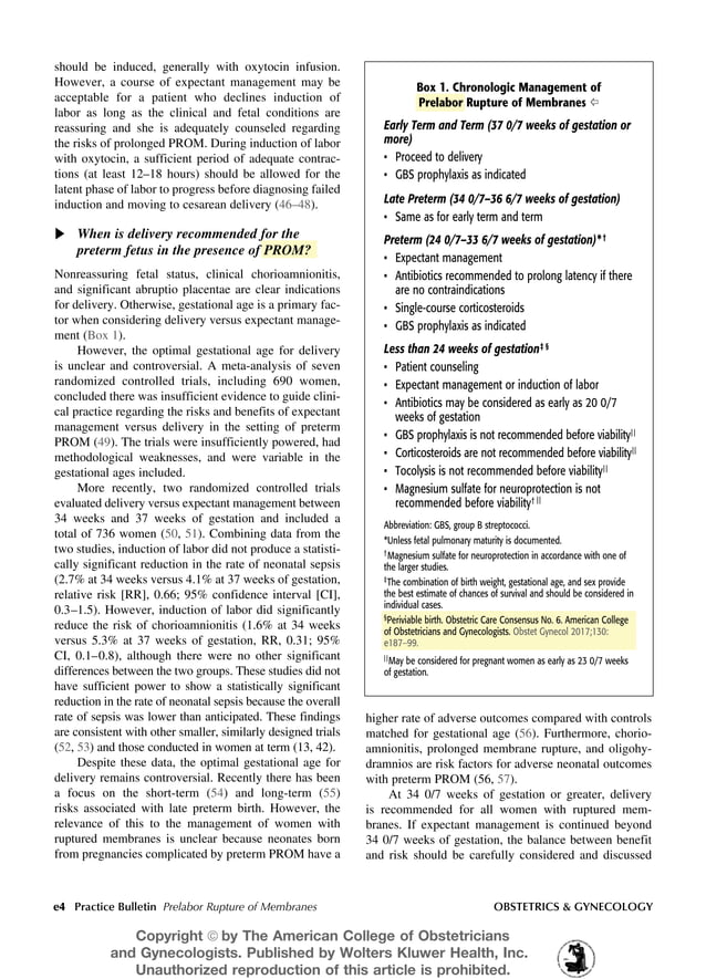 Oi vo non - prelabor rupture of membrane - acog guideline 2018 | PDF ...