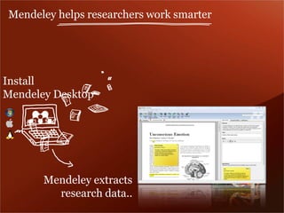 Mendeley extracts research data.. 
Install Mendeley Desktop 
Mendeley helps researchers work smarter  